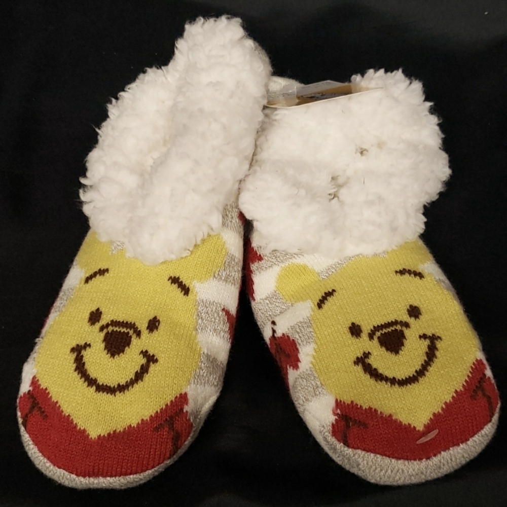 Disney Winnie the Pooh Stretch Plush Slipper/Socks, 4-10